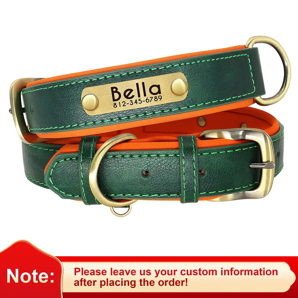 Customized PU Leather Nameplate Dog Collar Free Engraving - BarkHatch