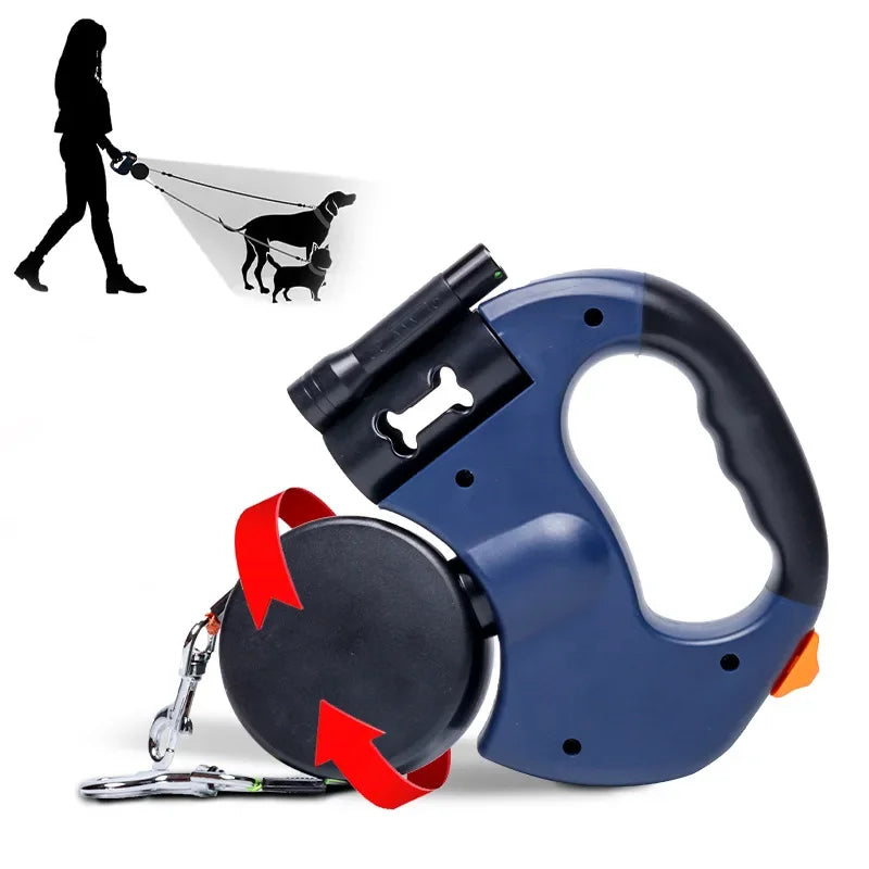 Automatic Retractable Double End Dog Leash With Flashlight - BarkHatch