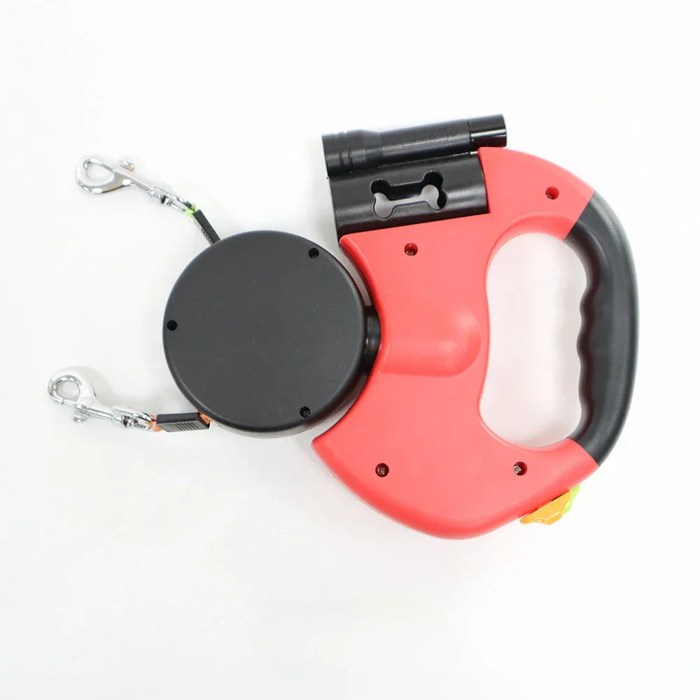 Automatic Retractable Double End Dog Leash With Flashlight - BarkHatch