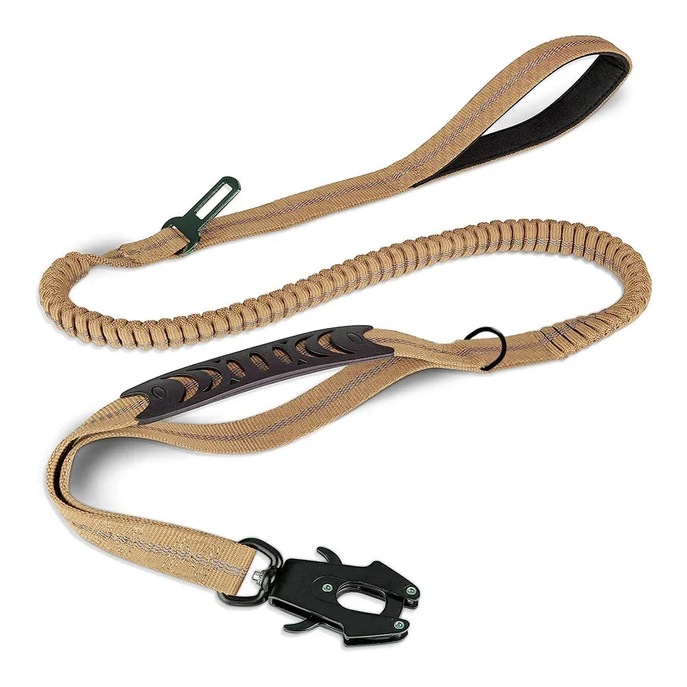 Reflective Shock Absorbing Dog Leash w/ Car Seatbelt Clip - BarkHatch