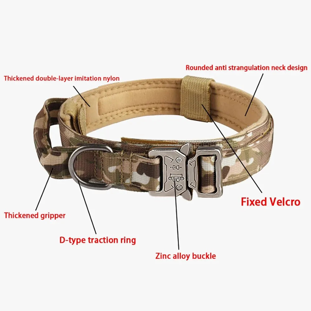 Outdoor Tactical Dog Collar With Metal Buckle Nylon Large - BarkHatch