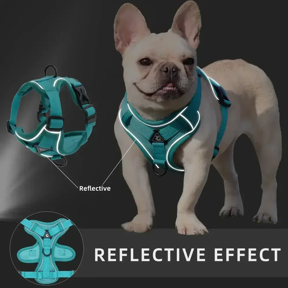 No Pull Dog Harness And Leash Set Reflective Mesh Vest - BarkHatch