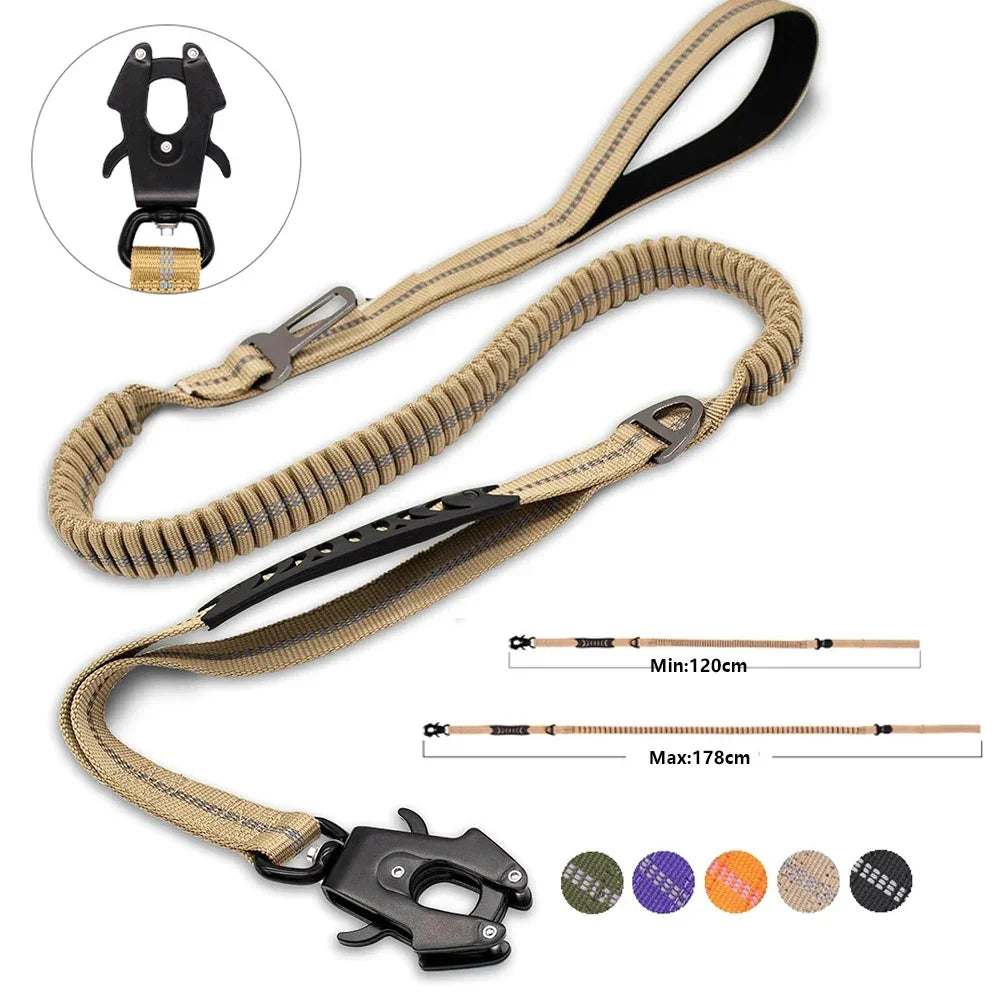 Reflective Shock Absorbing Dog Leash w/ Car Seatbelt Clip - BarkHatch