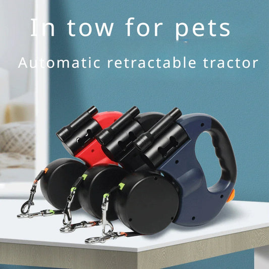 Automatic Retractable Double End Dog Leash With Flashlight - BarkHatch