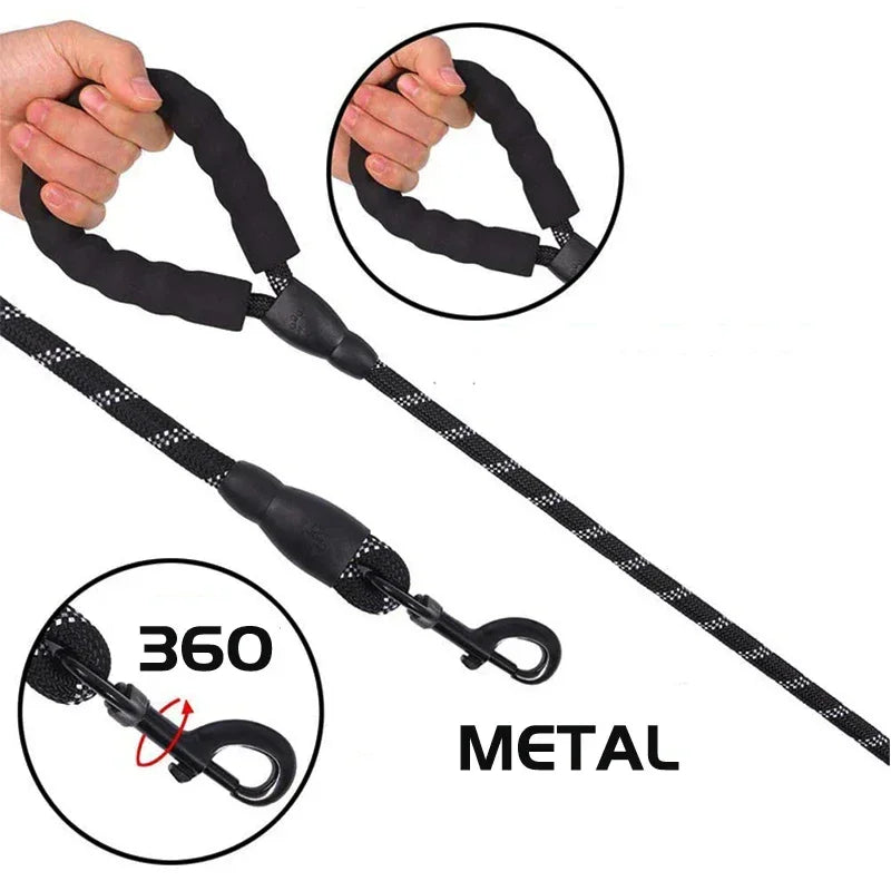 Reflective Dog Leash With Padded Handle And Heavy Duty Rope - BarkHatch