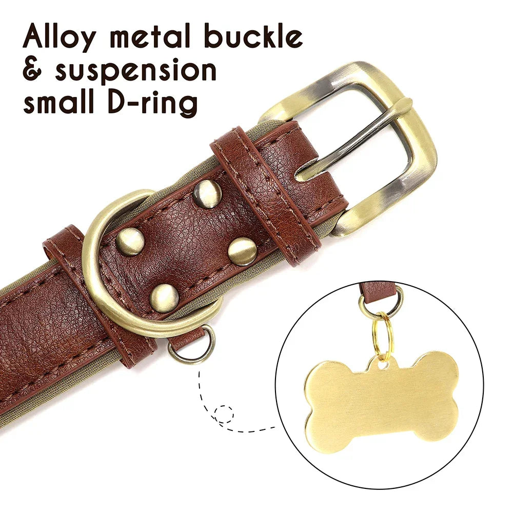Customized PU Leather Nameplate Dog Collar Free Engraving - BarkHatch