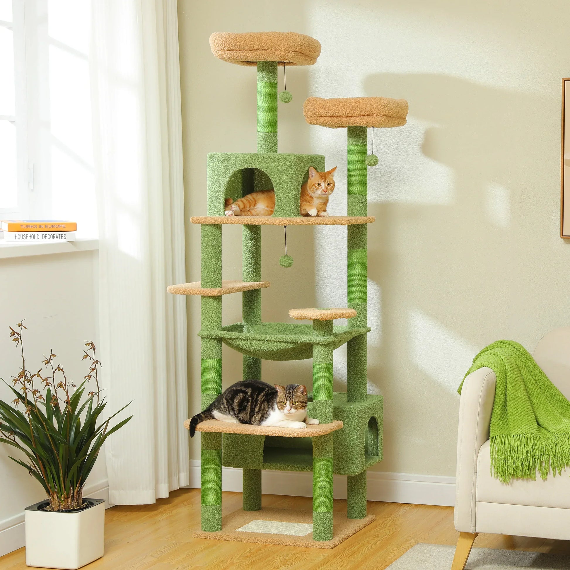 Multi Level Cat Tree Tower Scratching Posts And Hammock - BarkHatch