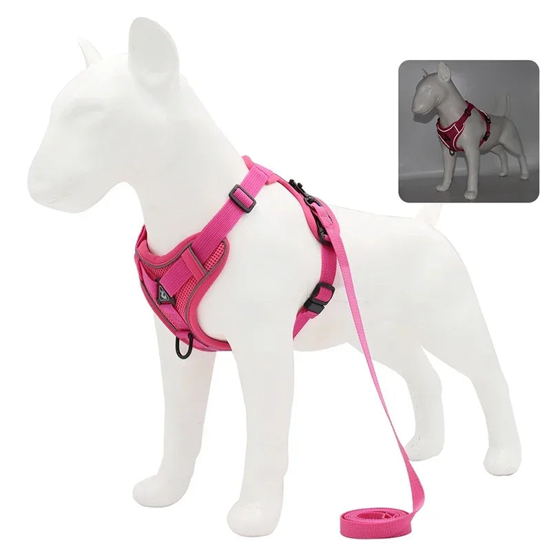 No Pull Dog Harness And Leash Set Reflective Mesh Vest - BarkHatch
