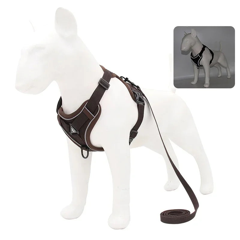 No Pull Dog Harness And Leash Set Reflective Mesh Vest - BarkHatch