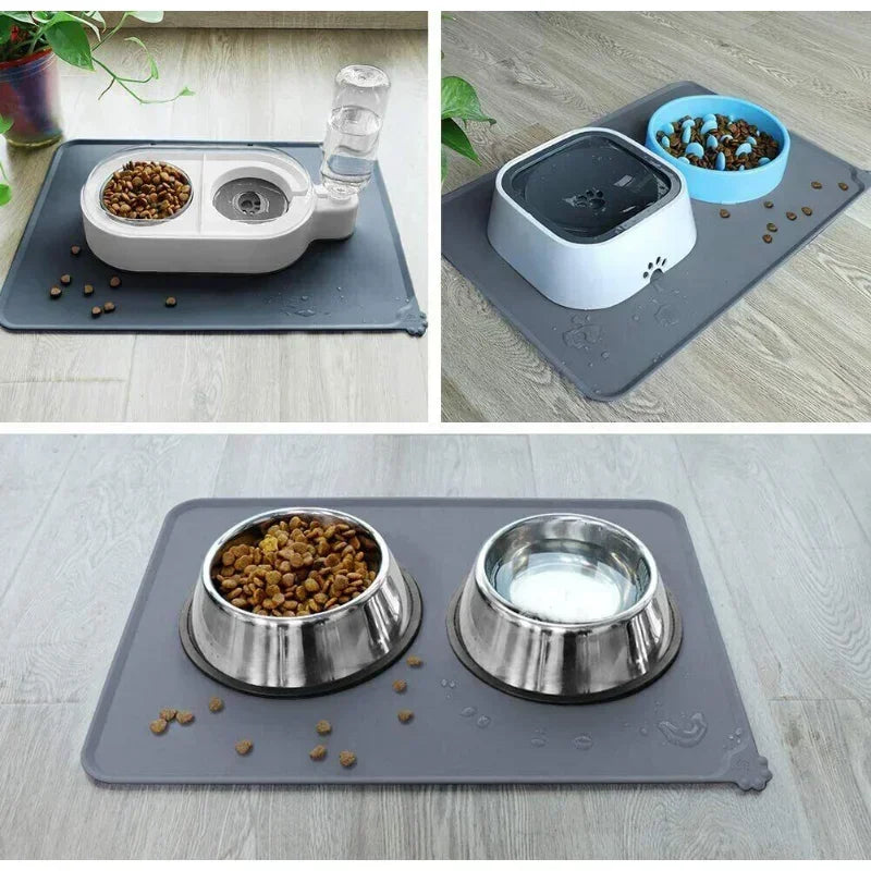 Silicone Dog Bowl Mat With High Lips Nonstick Waterproof Pad - BarkHatch