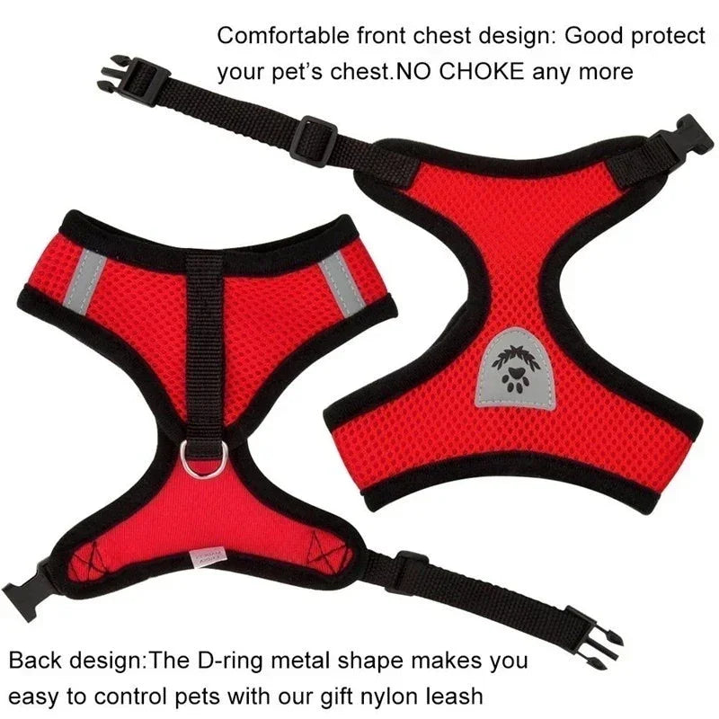 Breathable Mesh Pet Harness Reflective Leash Adjustable Small Dogs Cats - BarkHatch