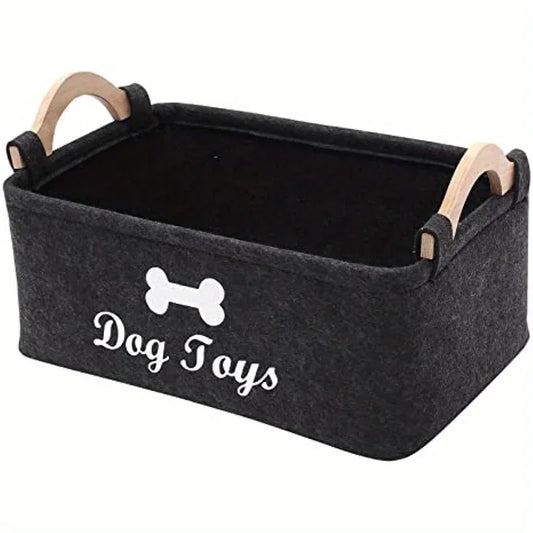Felt Pet Toy Box Storage Basket Eco For Dogs And Pets - BarkHatch