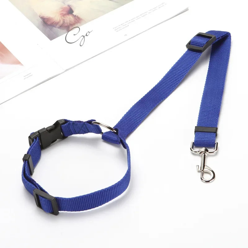 Solid Color Two In One Pet Car Seat Belt Nylon Leash - BarkHatch