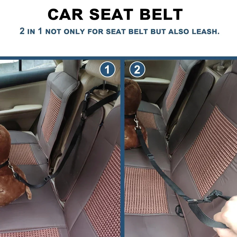 Solid Color Two In One Pet Car Seat Belt Nylon Leash - BarkHatch