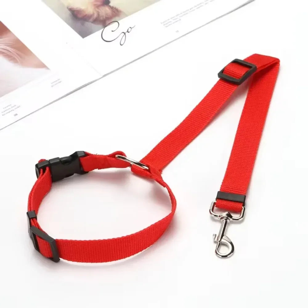 Solid Color Two In One Pet Car Seat Belt Nylon Leash - BarkHatch