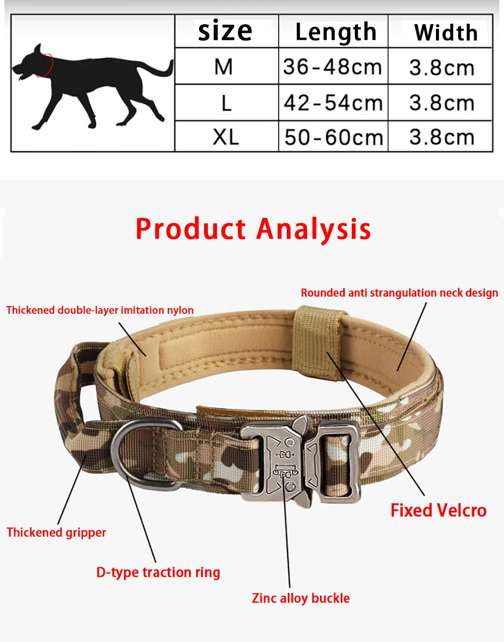 Outdoor Tactical Dog Collar With Metal Buckle Nylon Large - BarkHatch