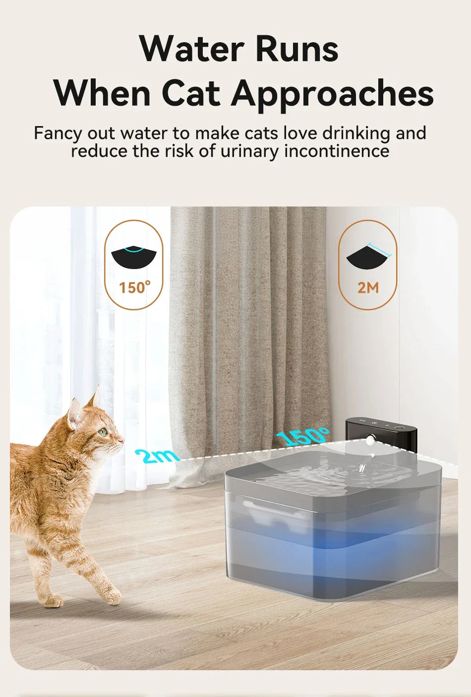 ROJECO Wireless Automatic Cat Water Fountain Pet Dispenser - BarkHatch
