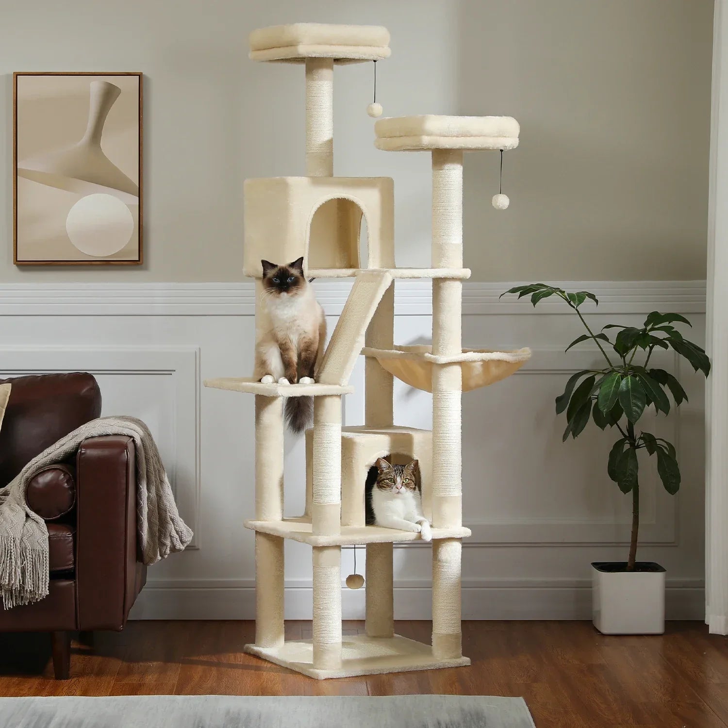 Large Cat Tree For Indoor Cats Plush Scratching Posts - BarkHatch