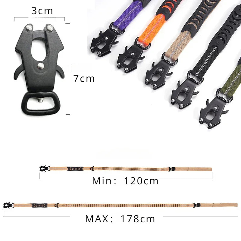 Reflective Shock Absorbing Dog Leash w/ Car Seatbelt Clip - BarkHatch