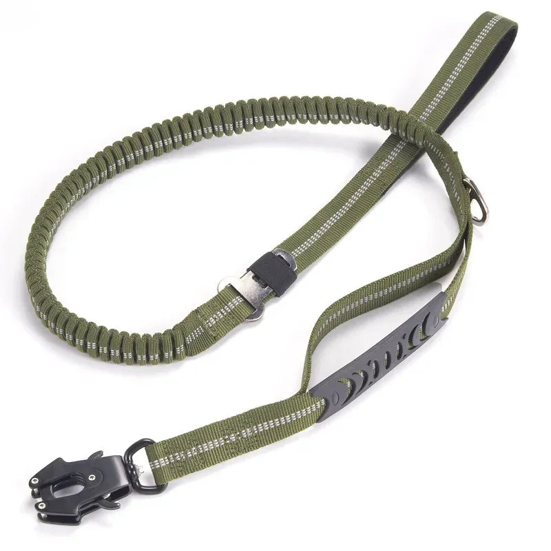 Reflective Shock Absorbing Dog Leash w/ Car Seatbelt Clip - BarkHatch