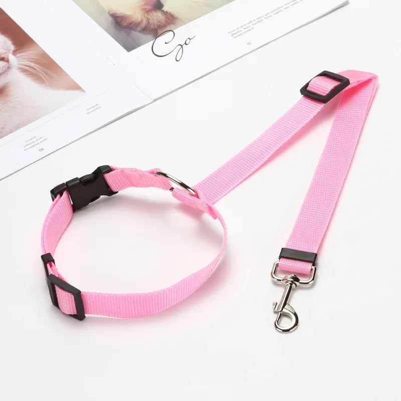 Solid Color Two In One Pet Car Seat Belt Nylon Leash - BarkHatch