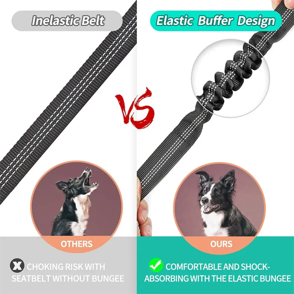 Adjustable Dog Car Seat Belt Harness Reflective Nylon - BarkHatch