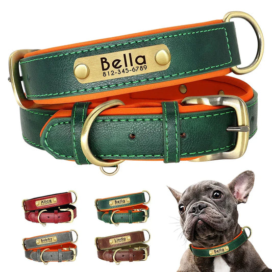 Customized PU Leather Nameplate Dog Collar Free Engraving - BarkHatch
