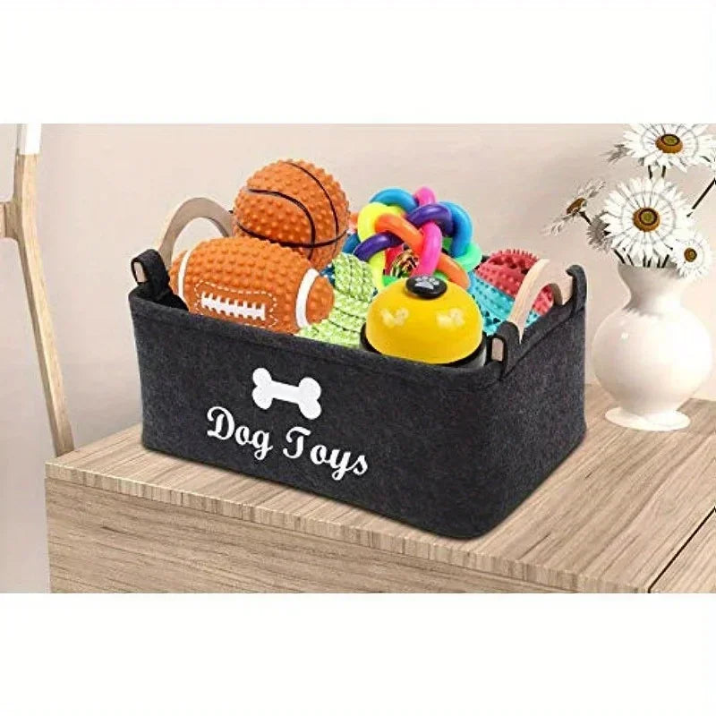 Felt Pet Toy Box Storage Basket Eco For Dogs And Pets - BarkHatch