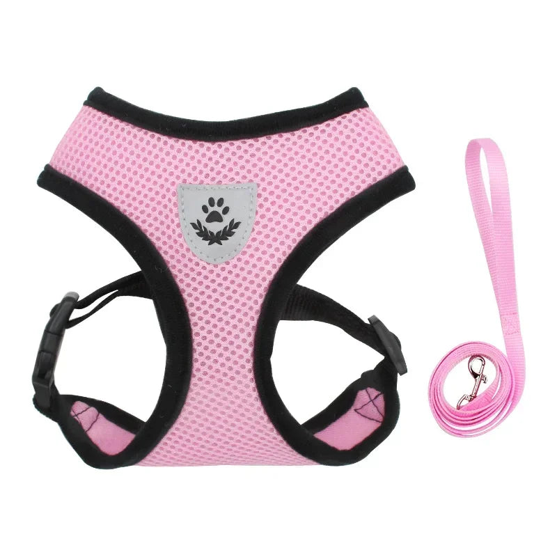 Breathable Mesh Pet Harness Reflective Leash Adjustable Small Dogs Cats - BarkHatch