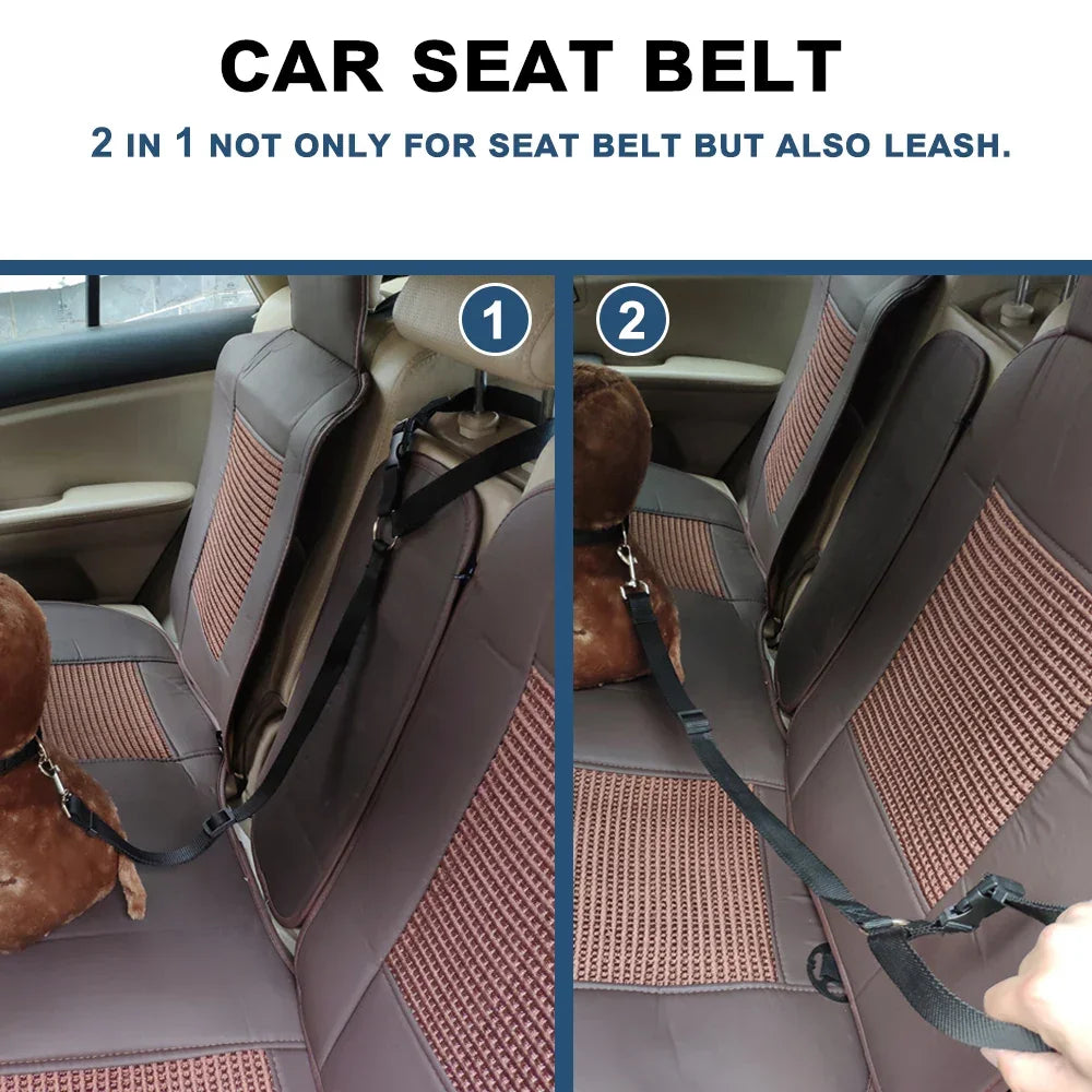 Solid Color Two In One Pet Car Seat Belt Nylon Leash - BarkHatch