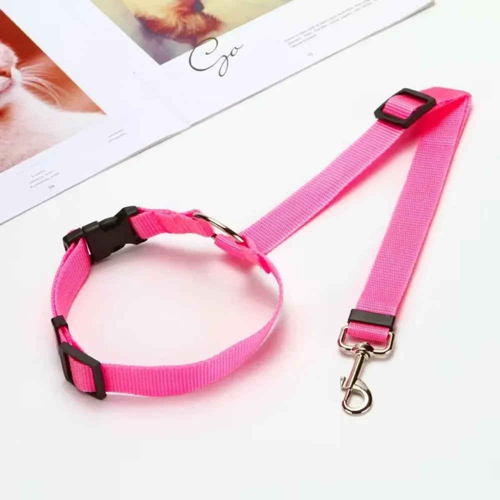 Solid Color Two In One Pet Car Seat Belt Nylon Leash - BarkHatch