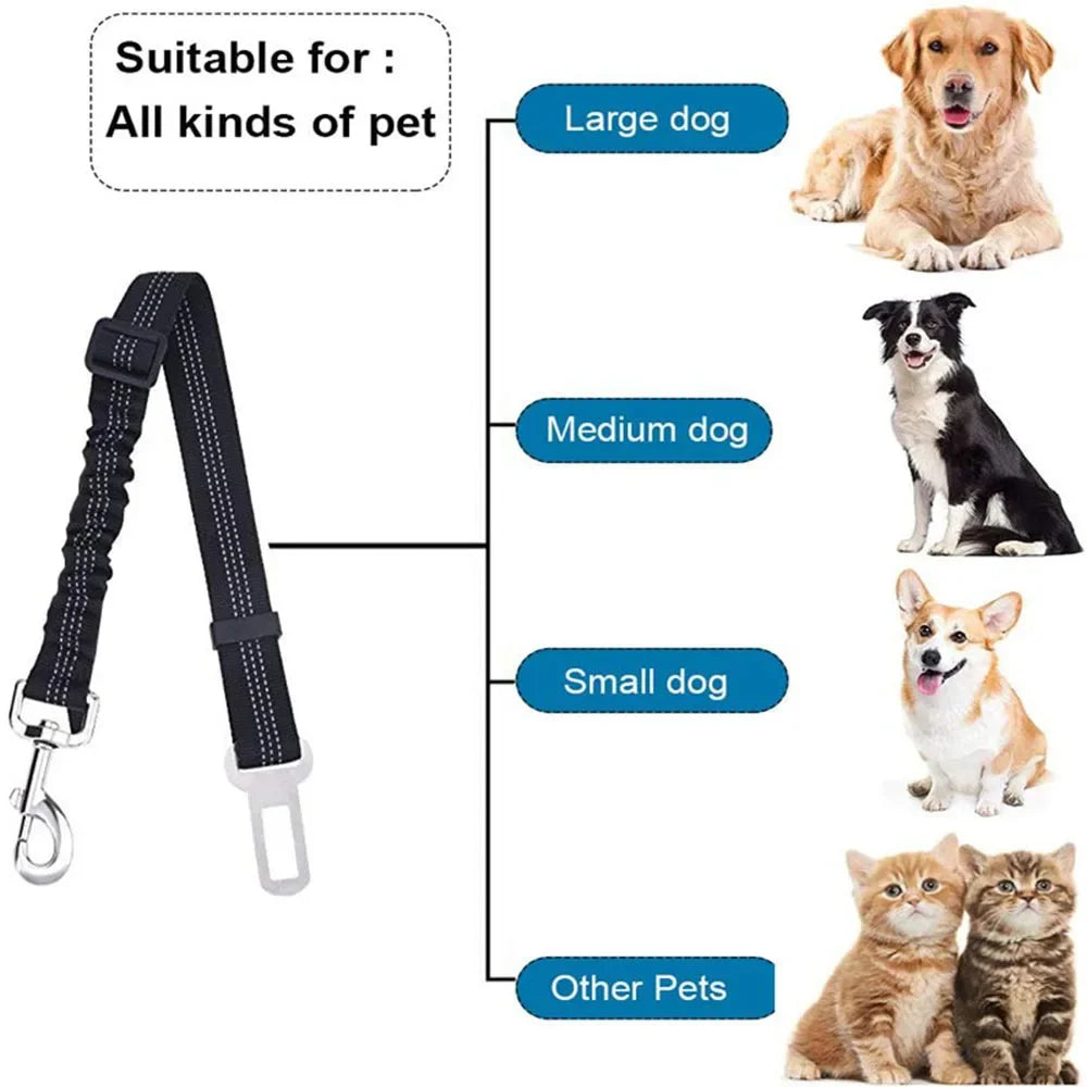 Adjustable Dog Car Seat Belt Harness Reflective Nylon - BarkHatch