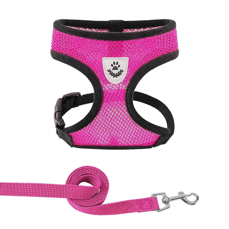 Breathable Mesh Pet Harness Reflective Leash Adjustable Small Dogs Cats - BarkHatch