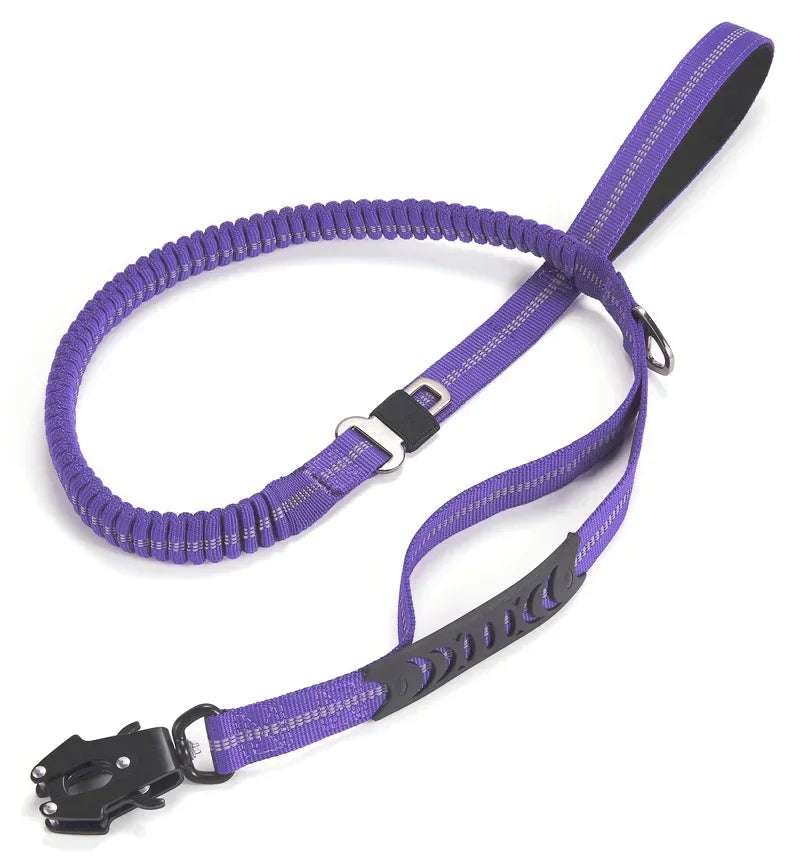 Reflective Shock Absorbing Dog Leash w/ Car Seatbelt Clip - BarkHatch