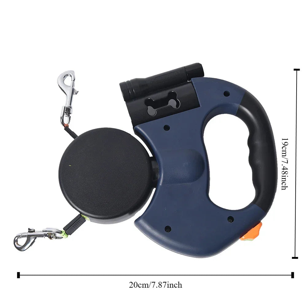 Automatic Retractable Double End Dog Leash With Flashlight - BarkHatch