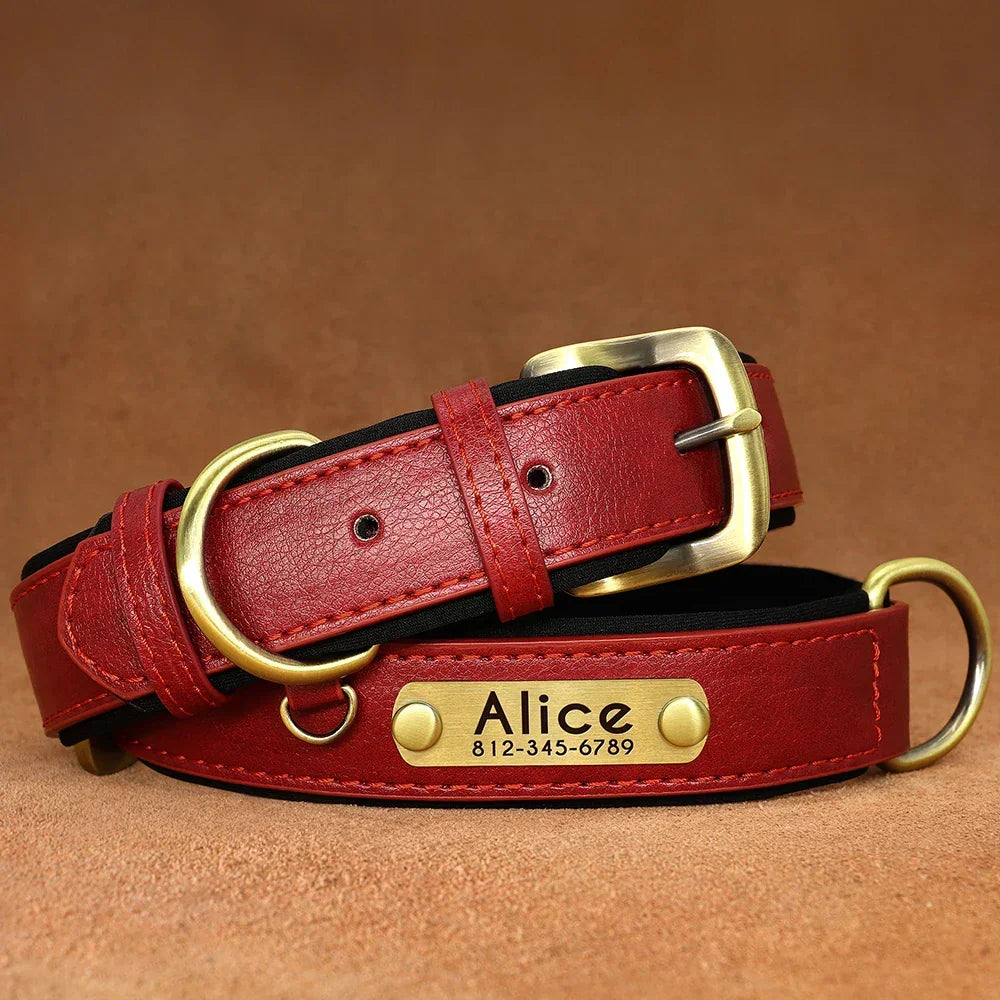 Customized PU Leather Nameplate Dog Collar Free Engraving - BarkHatch