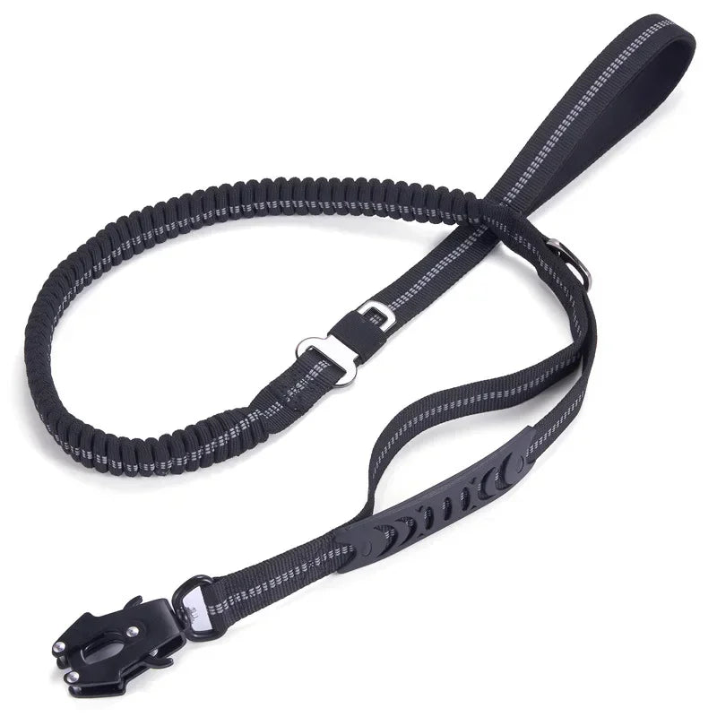 Reflective Shock Absorbing Dog Leash w/ Car Seatbelt Clip - BarkHatch