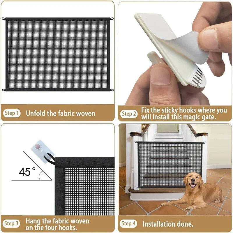 Foldable Breathable Mesh Dog Barrier Playpen With Hooks - BarkHatch