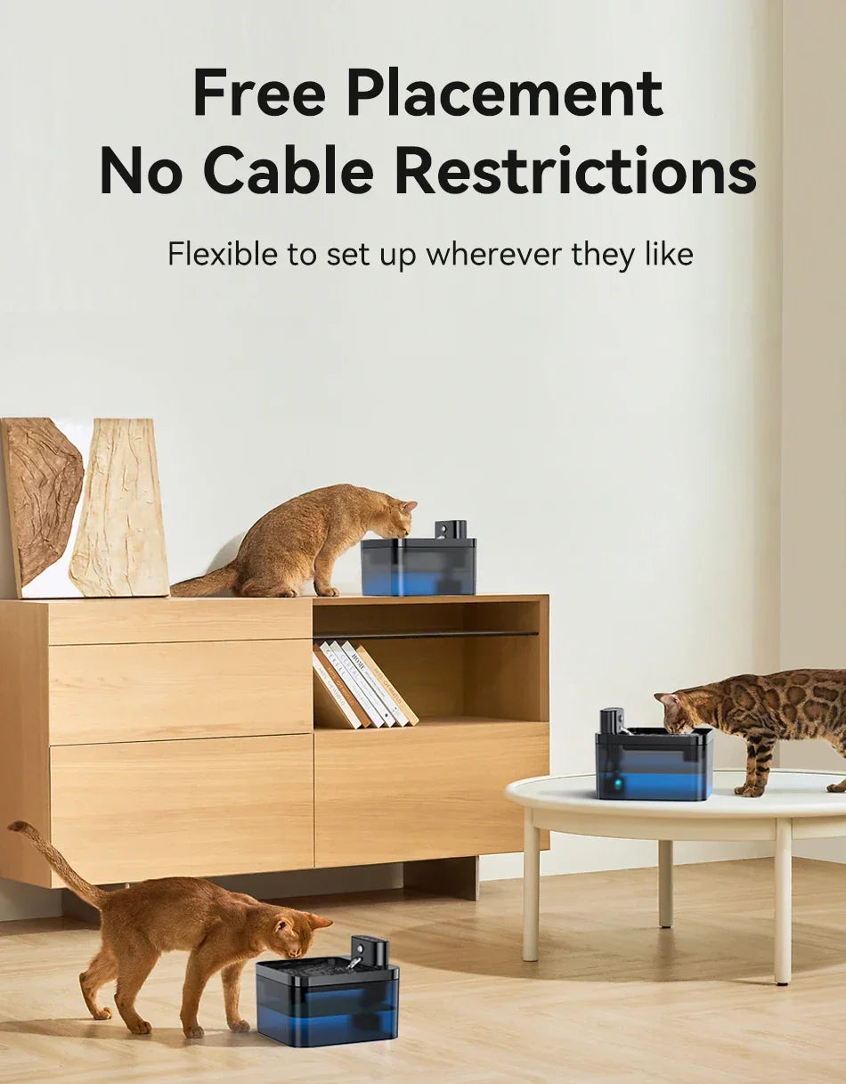 ROJECO Wireless Automatic Cat Water Fountain Pet Dispenser - BarkHatch