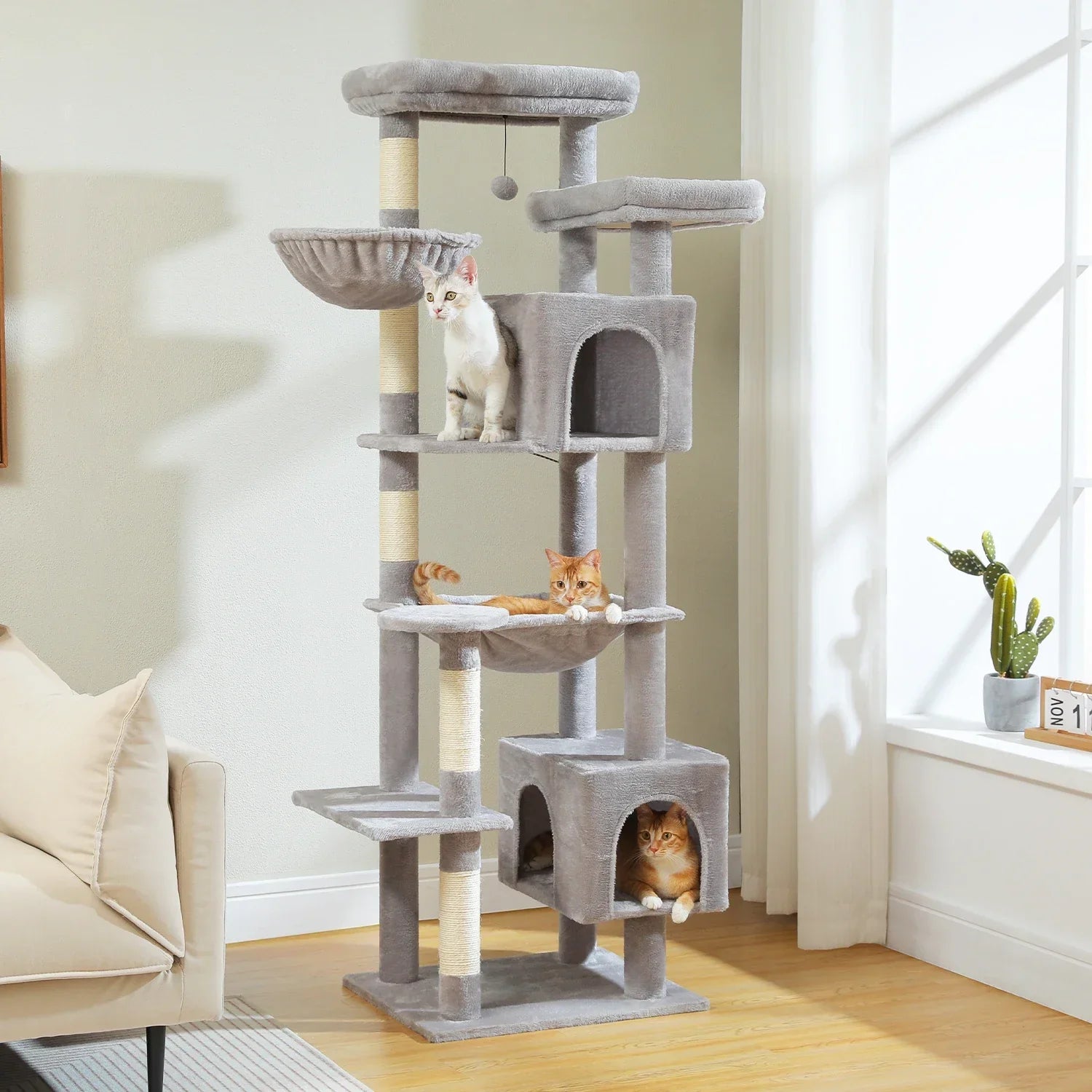 Large Cat Tree For Indoor Cats Plush Scratching Posts - BarkHatch