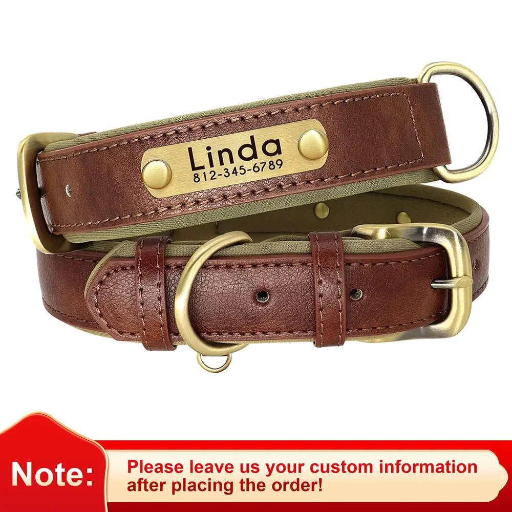 Customized PU Leather Nameplate Dog Collar Free Engraving - BarkHatch
