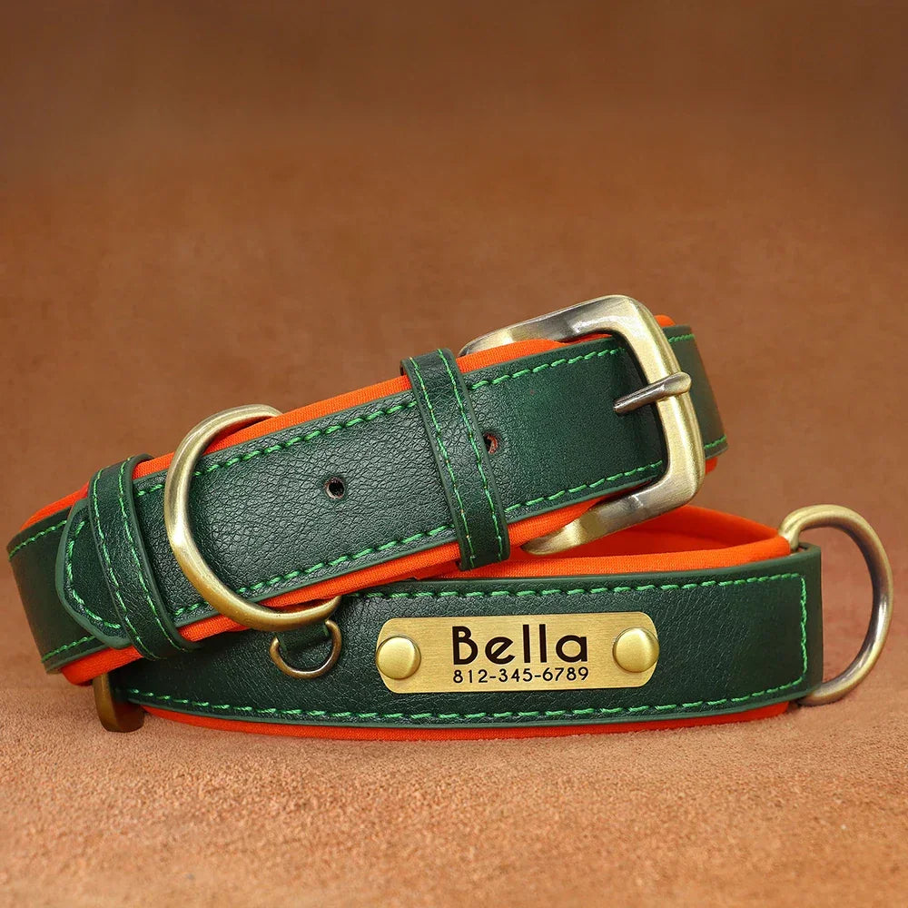 Customized PU Leather Nameplate Dog Collar Free Engraving - BarkHatch