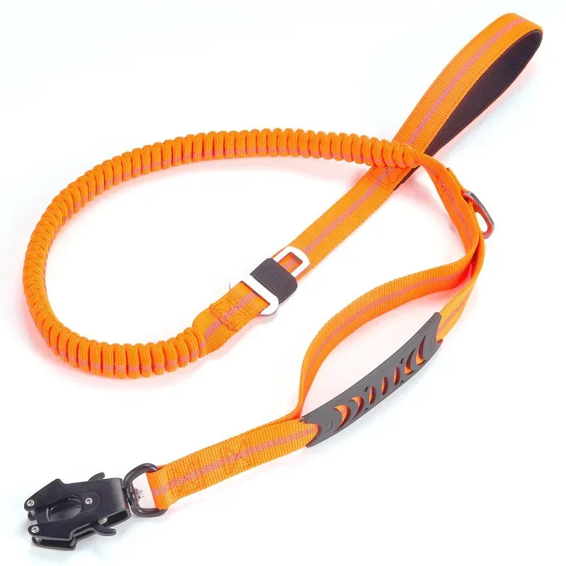 Reflective Shock Absorbing Dog Leash w/ Car Seatbelt Clip - BarkHatch