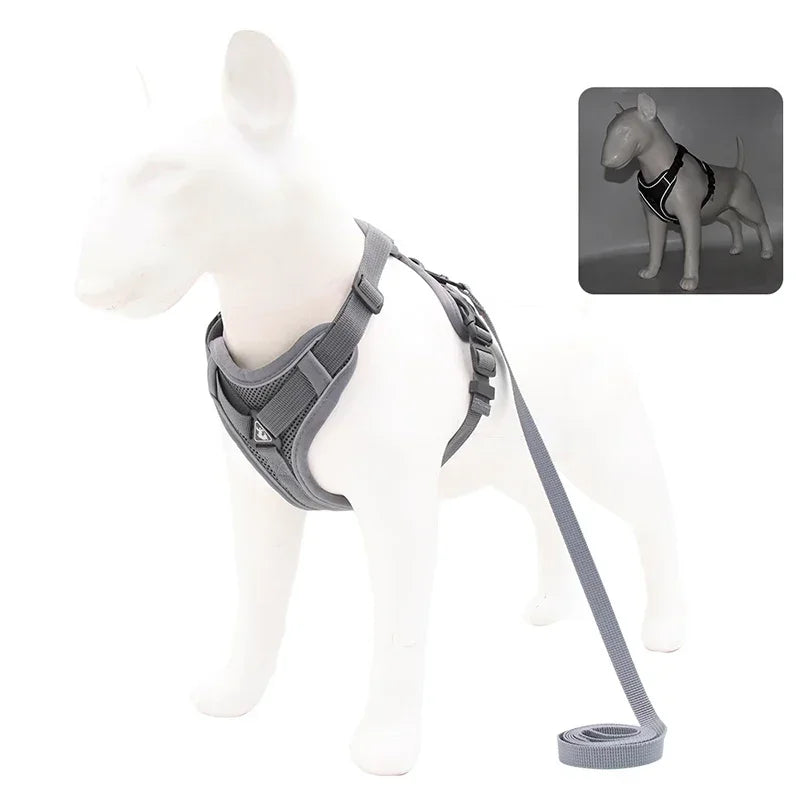 No Pull Dog Harness And Leash Set Reflective Mesh Vest - BarkHatch