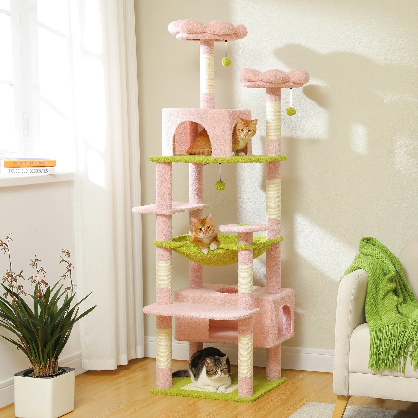 Multi Level Cat Tree Tower Scratching Posts And Hammock - BarkHatch