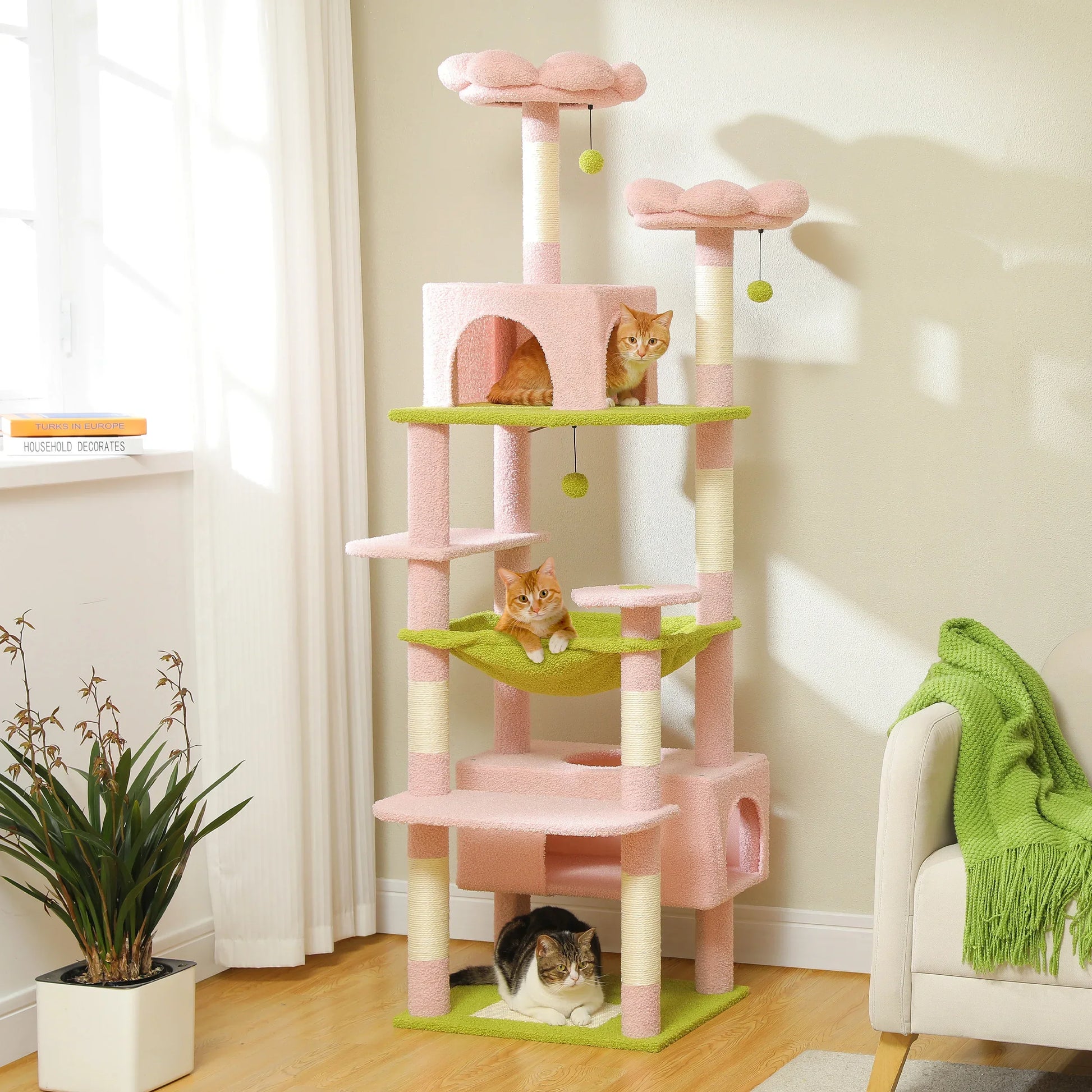 Multi Level Cat Tree Tower Scratching Posts And Hammock - BarkHatch