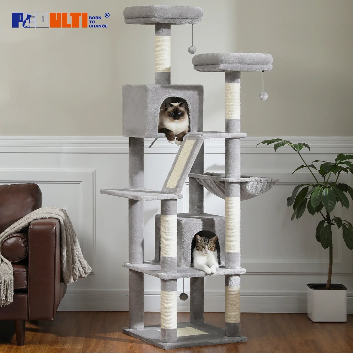 Large Cat Tree For Indoor Cats Plush Scratching Posts - BarkHatch