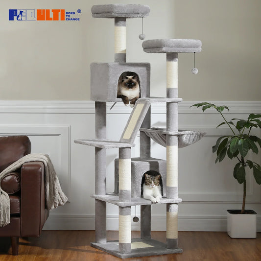 Large Cat Tree For Indoor Cats Plush Scratching Posts - BarkHatch