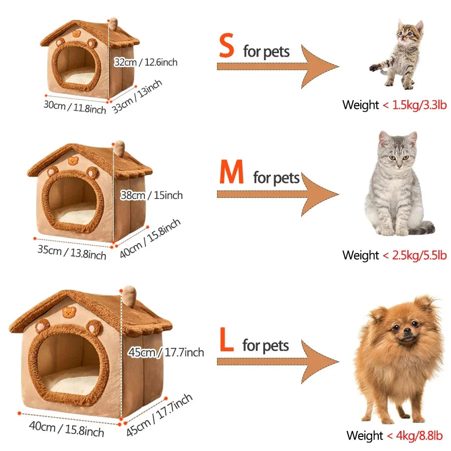 Foldable Pet House Removable Washable Bed For Small Cats - BarkHatch