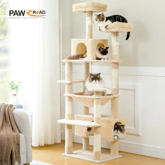 Multi Level Cat Tree Tower Scratching Posts And Hammock - BarkHatch